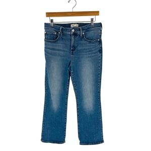 Madewell Mid-Rise Kick Out Jeans Medium Wash Blue Cropped Flare Size 29 Classic